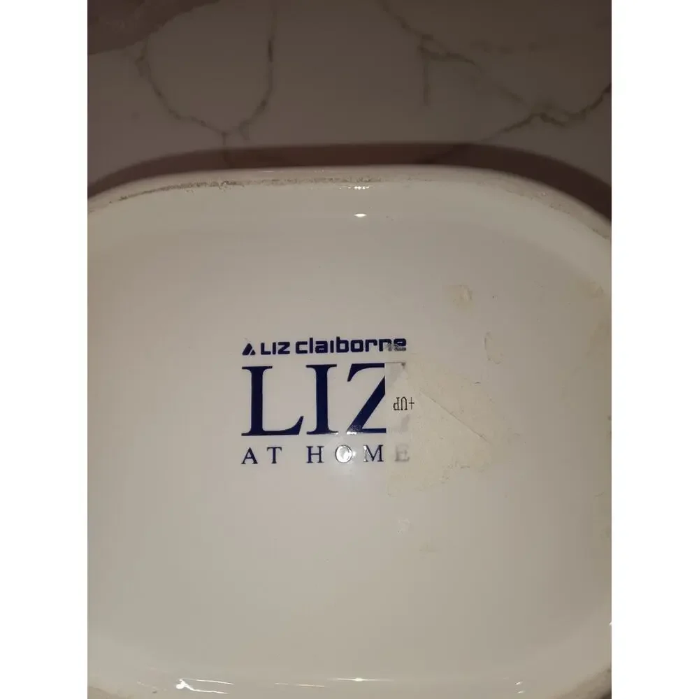 Liz Claiborne Wisteria Ceramic Lotion Bottle and Container Set Early 2000's